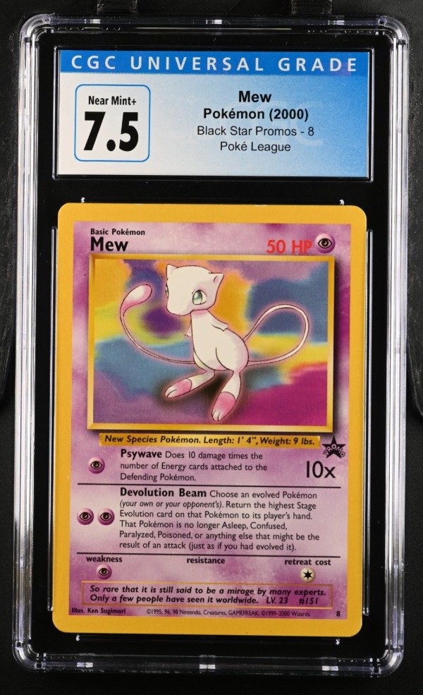 Producto - Mew Pokémon 2000 English Black Star Promos #8 Pokémon League CGC Grade 7.5
