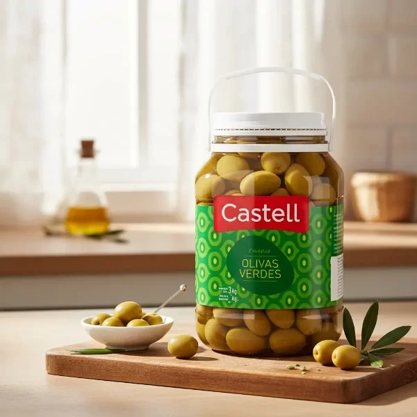 Producto - Aceitunas Castell Balde De 3kg Neto - Olivas Verdes - Carozo