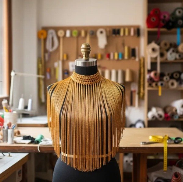 Producto - Collar De Flecos De Seda Recto Cobre