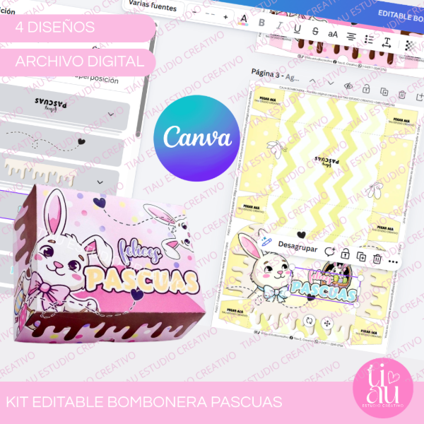 Producto - EDITABLE EN CANVA- BOMBONERA PASCUAS