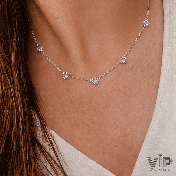 Producto - Chocker Corazones Cubics Plata 925