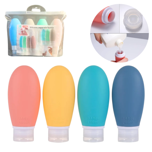 Producto - Kit viaje x 4 botellas de silicona 90ml