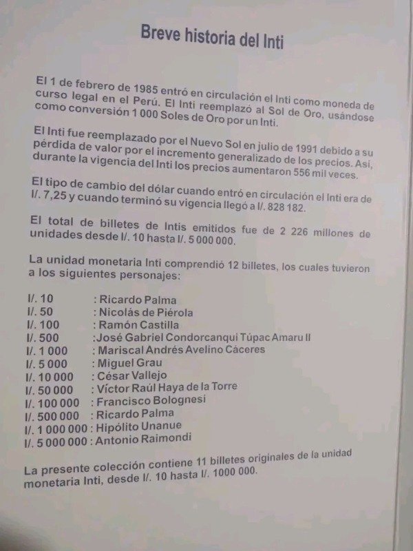Producto - Colección oficial Banco del Perú. 11 Billetes UNC de la Familia del Inti - 1