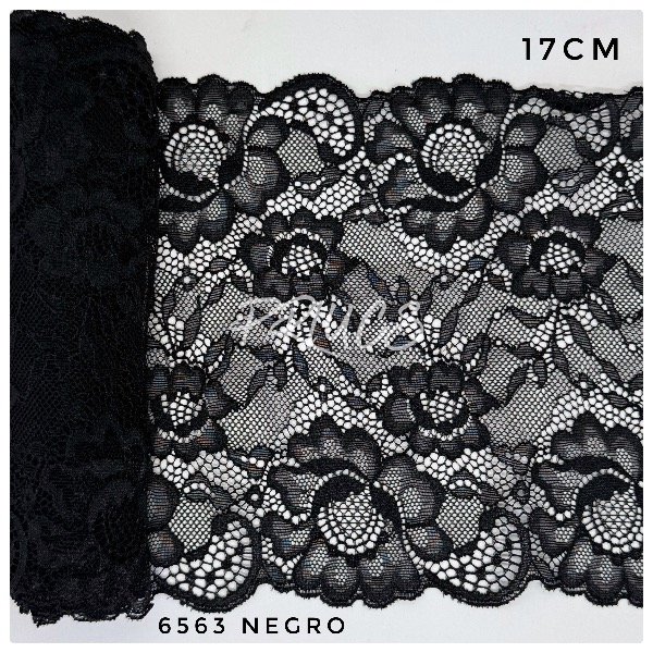 Producto - 6563 Puntilla Elastizada 17cm Negro
