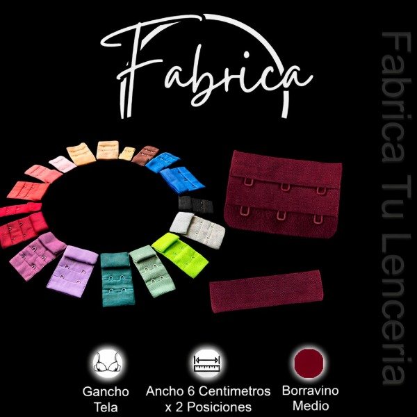 Producto - Gancho de tela Borravino 6cm x 2 posiciones (por unidad)