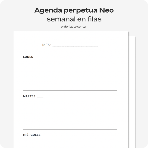 Producto - Agenda perpetua NEO semanal en filas