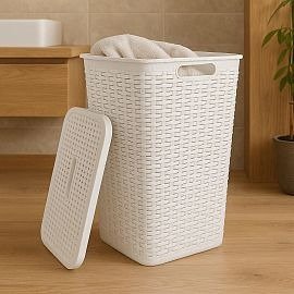 Producto - CANASTO PARA ROPA SIMIL RATTAN GRANDE CON TAPA(33X58X42.5CM) - 0