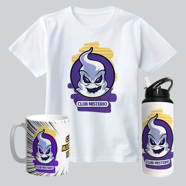 Producto - Combo de Remeras con Taza Plástica y Botella Hoppy Polimero: VARIOS PERSONAJES