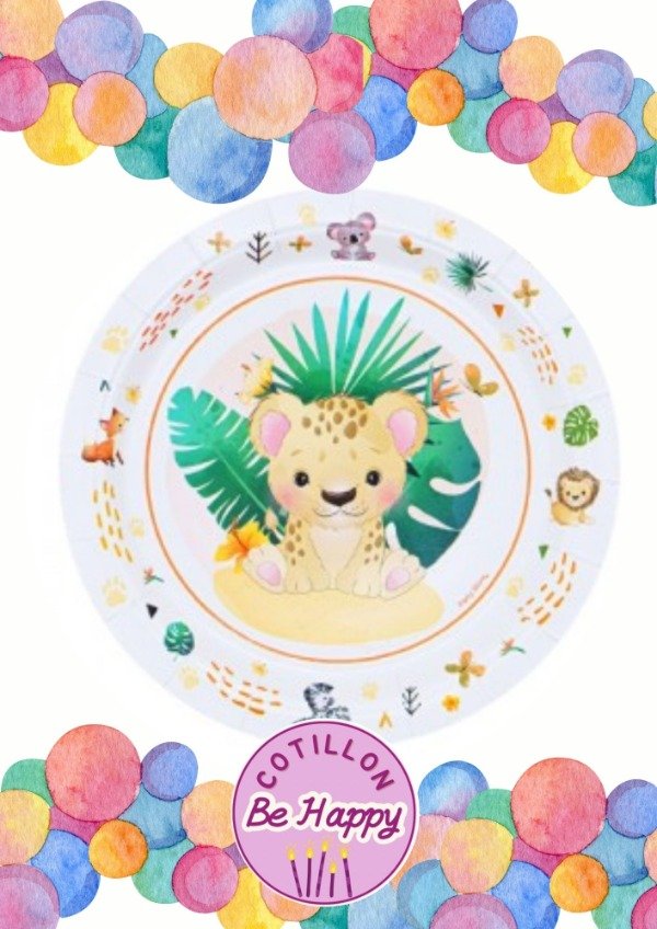 Producto - PLATO DE POLIPAPEL de ANIMALITOS SALVAJES x6 un.