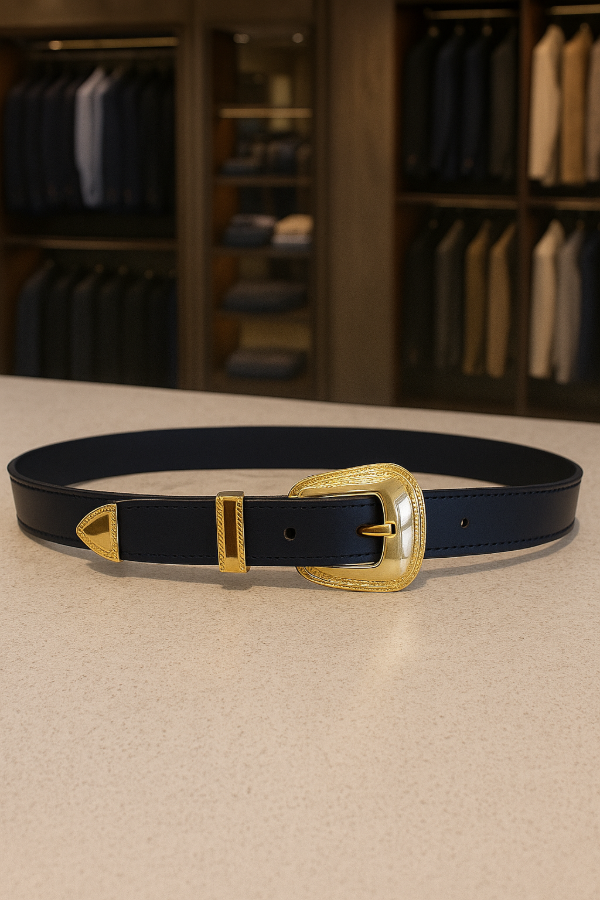 Producto - Cinto cuero vacuno hebilla oro