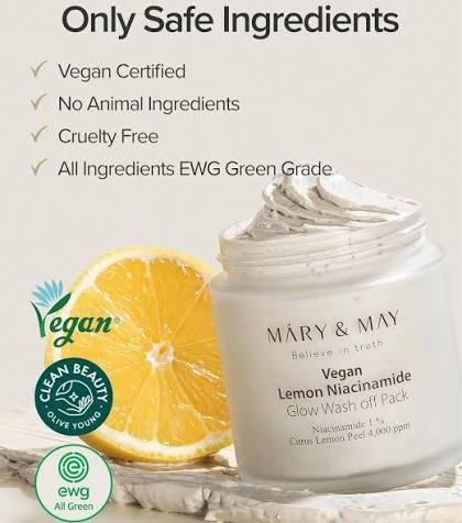 Producto - Mary and May Lemon Niacinamide Glow Wash off Pack 125g - 2