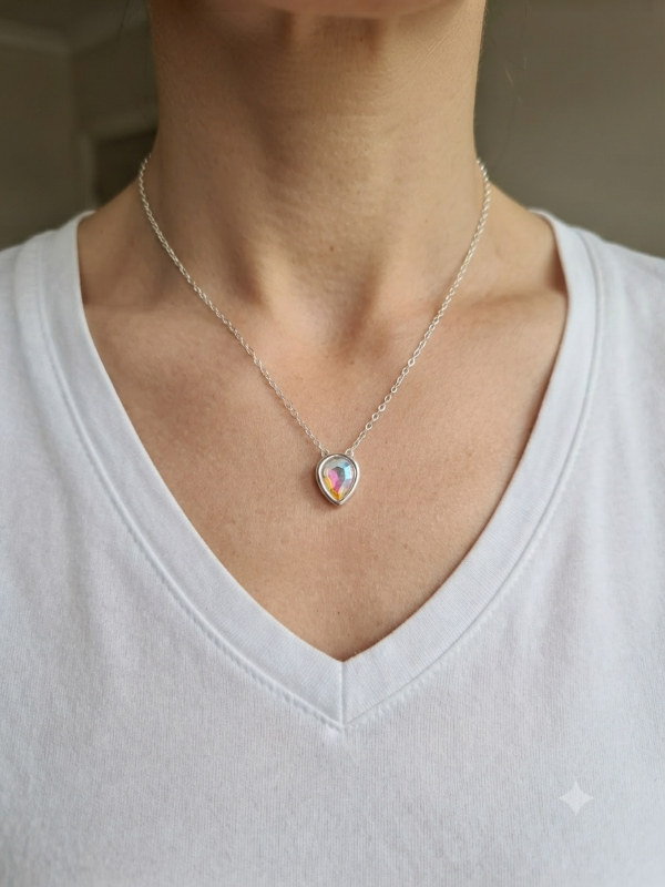 Producto - Collar plateado lagrima x45cm - 1