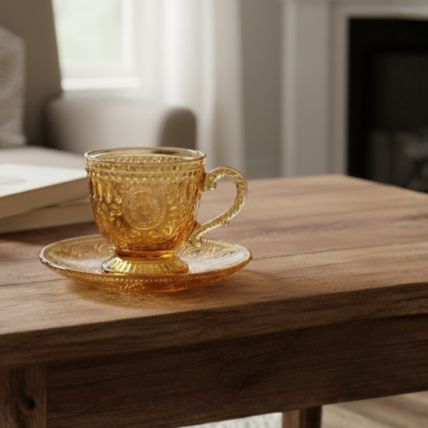 Producto - SET X12 PCS TAZA CON PLATITO DORADO