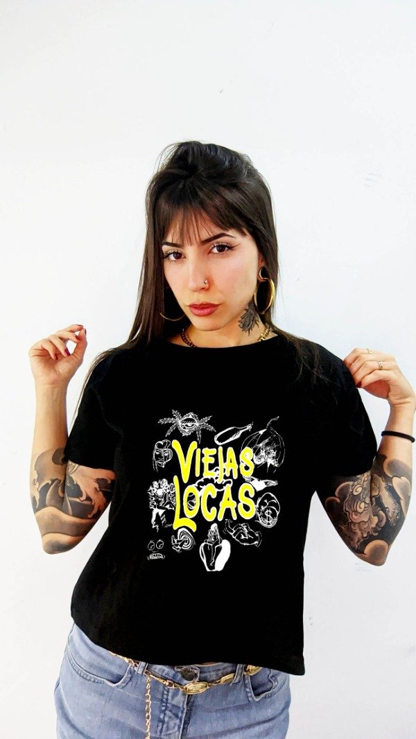 Producto - REMERA CROP MUJER VIEJAS LOCAS DIBUJOS