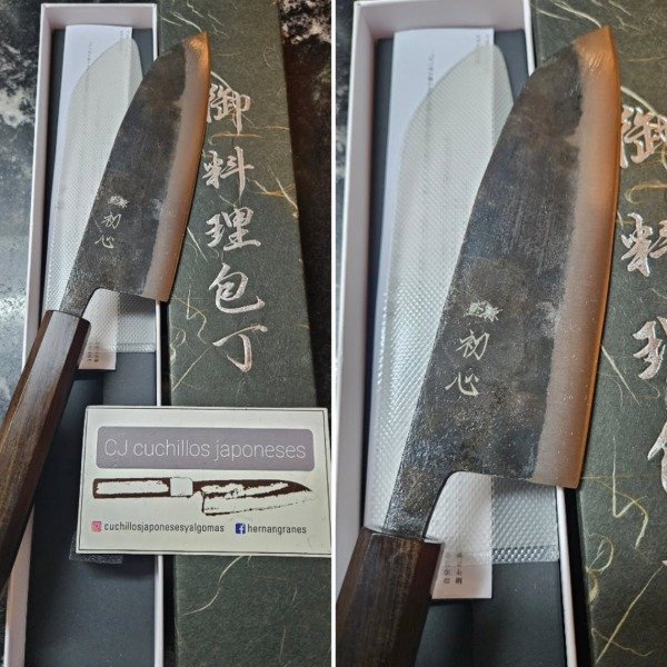 Producto - Hatsukokoro Kurogane Aogami #2 Kurouchi 165mm Santoku