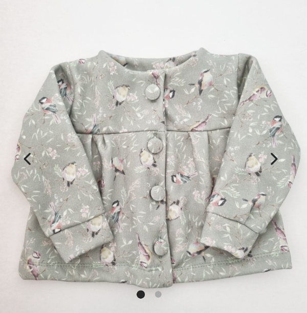 Producto - Saco frisa pájaros verde