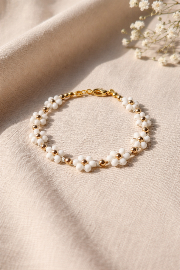 Producto - Pulsera de Flores Bianca - Blanco