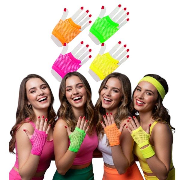 Producto - Guantes De Red Sin Dedos Retro Variedad De Colores Surtidos