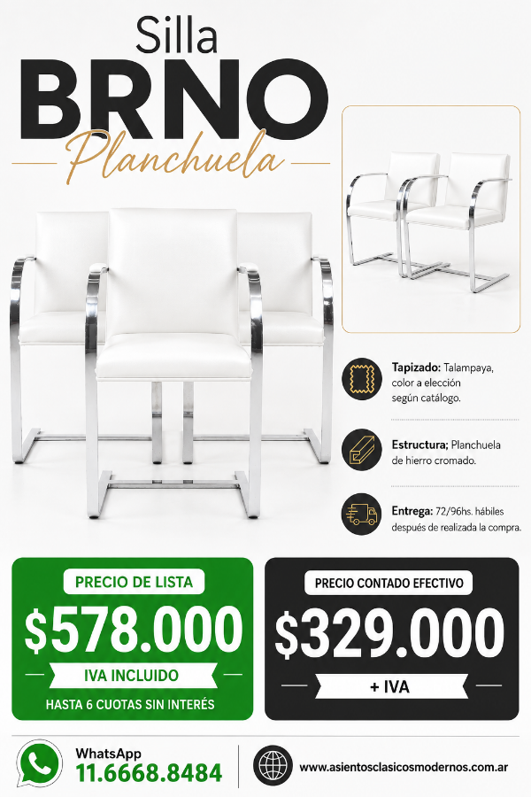 Producto - Silla Sillón BRNO Planchuela, Talampaya Blanco, ENTREGA INMEDIATA!!