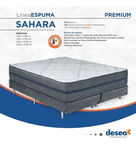 Producto - SOMMIER (CONJUNTO) SAHARA ESPUMA ALTA DENSIDAD 180X200