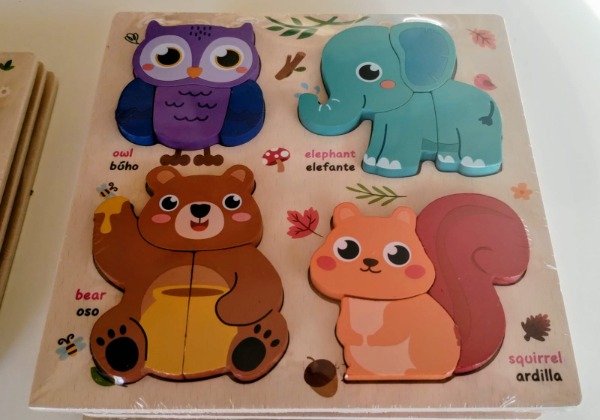 Producto - Rompecabezas 4 animalitos. Nombre en Ingles y Español