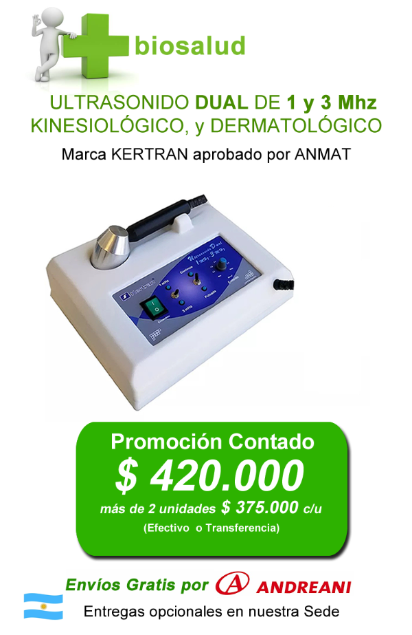 Producto - Ultrasonido DUAL, 1 Y 3 mhz Marca Kertan, Kinesiologia/Dermatología Cavitación