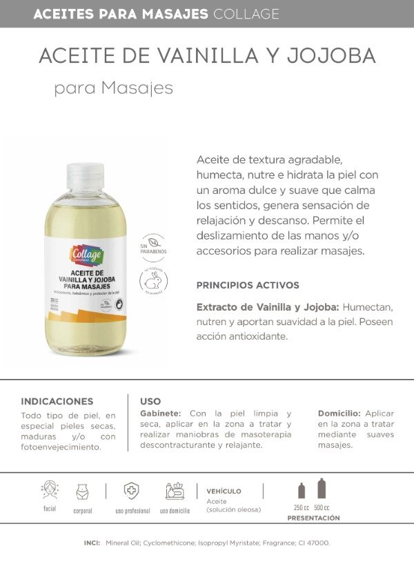 Producto - Collage Aceite de Masajes Vainilla y Jojoba 500ml