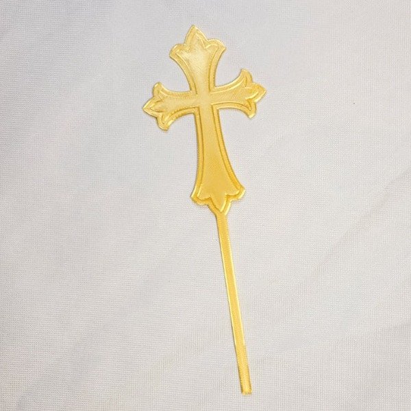 Producto - Cake topper impresion 3D cruz gruesa color dorado