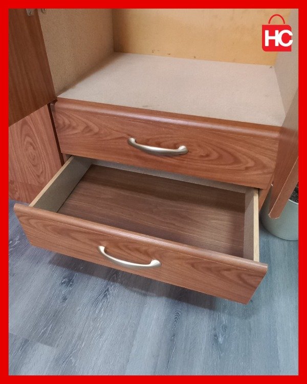 Producto - Placard ropero de 6 puertas y 4 cajones en melamina tono madera - 9