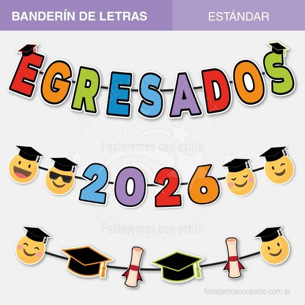 Producto - Banderin Letras Imprimible Egresados Colores - 0