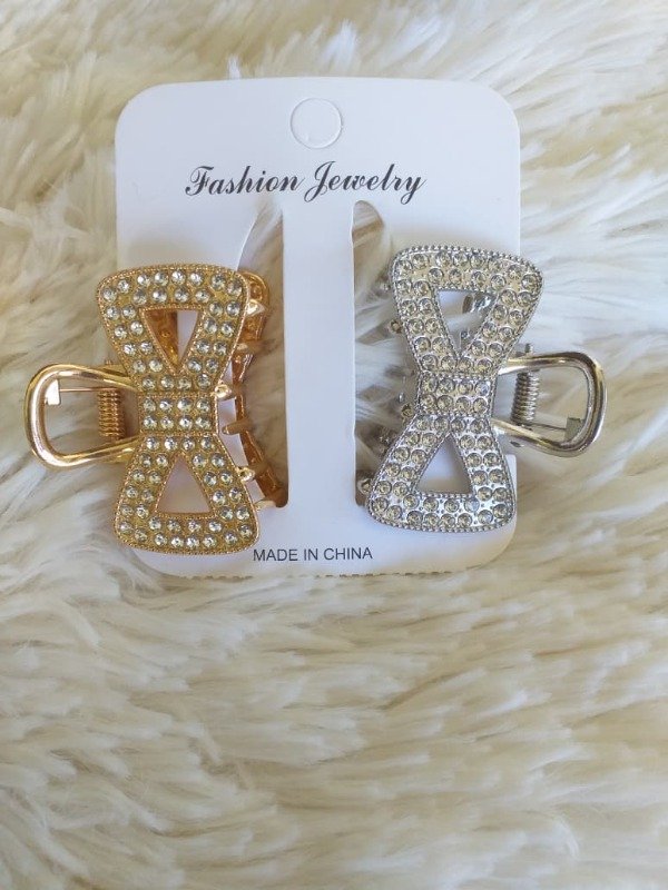 Producto - Broche Metal Moño Strass mediano (el par)