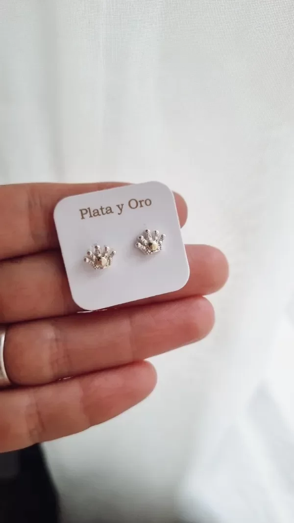 Producto - Aros coronitas plata y oro
