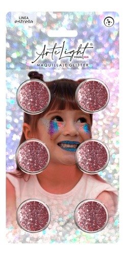 Producto - MAQUILLAJE ARTISTICO GLITTER ROSA GOLD x 6 unid ARTELIGHT