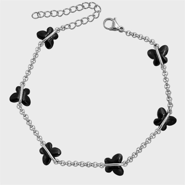 Producto - Pulsera de acero quirúrgico - Mariposas negras