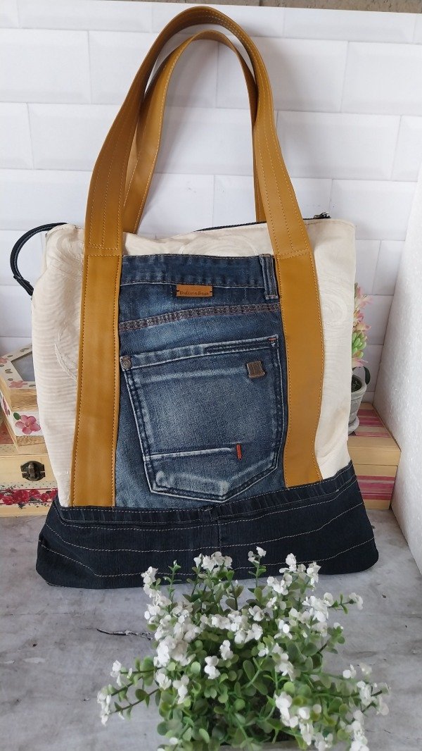 Producto - Bolso Combinado Telas + ecocuero