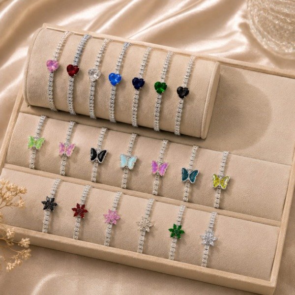 Producto - Pulsera Doble Strass con Dije (Diseños Surtidos) SH