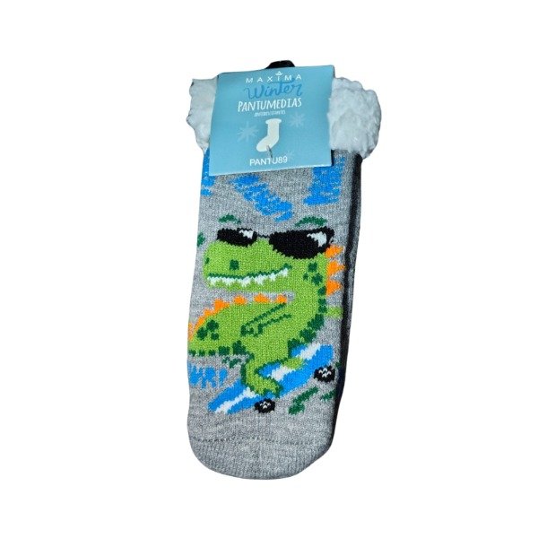 Producto - Medias pantumedias Niño 8a12 gris con cocodrilo