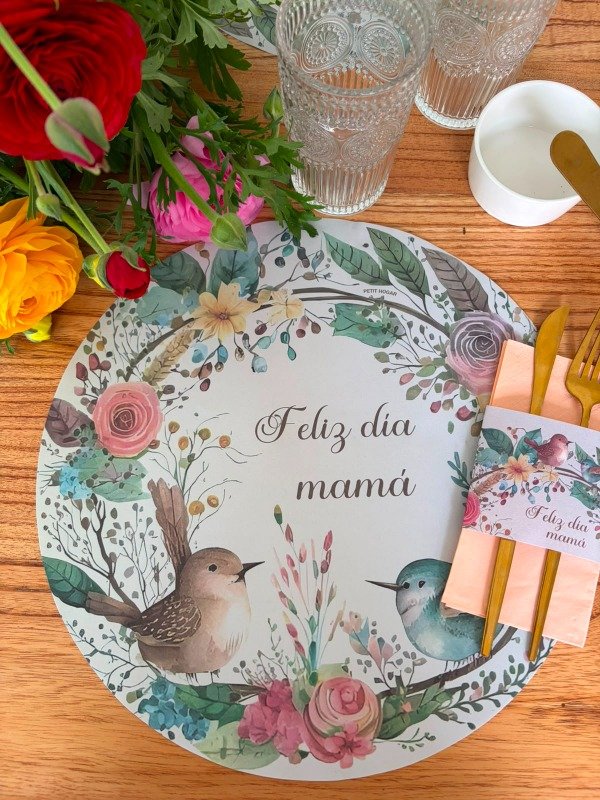 Producto - Set Platos De Sitio Papel + Porta Servilletas X 12 Unid. Dia de la Madre - 0
