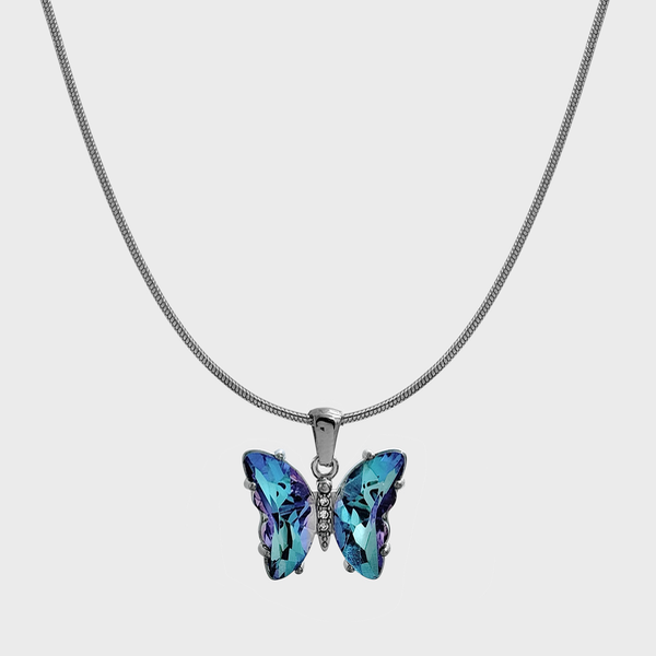 Producto - Collar de acero quirúrgico - 45cm - Clapton 1.5mm - Mariposa celeste lila