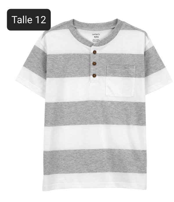 Remera manga corta carters talle 12 rayado gris