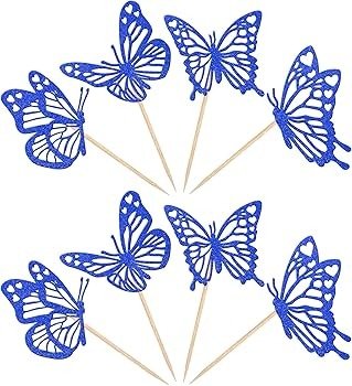 Producto - Topper mariposas con brillo x10 color azul