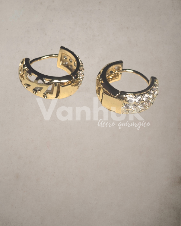 Producto - Aros argolla strass y calado clip D - 3