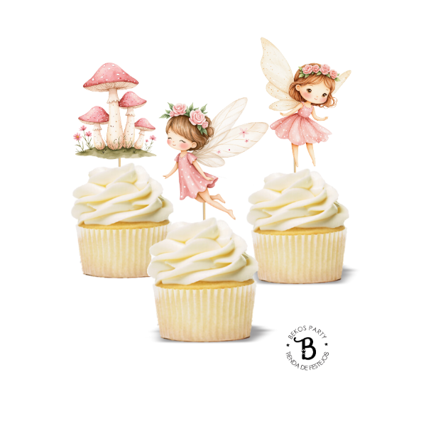 Producto - Topper cupcake silueta x 6 Haditas Rosa