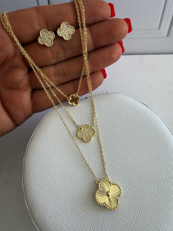 Producto - Set Triple Cadena Vancleef Plata Gold