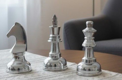 Producto - Ajedrez De Aluminio Set x 3 Piezas Alto 23 cm