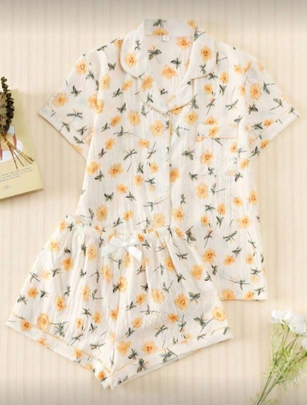 Producto - Pijama Camisita Floral Amarillo
