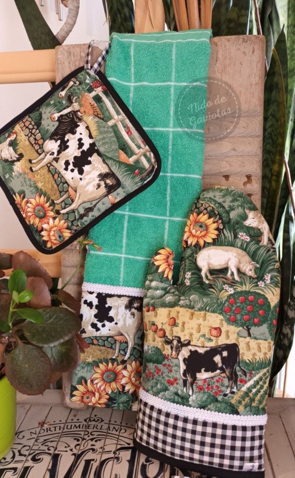 Producto - MANOPLA + AGARRADERA + REPASADOR "ESTILO FARMER"