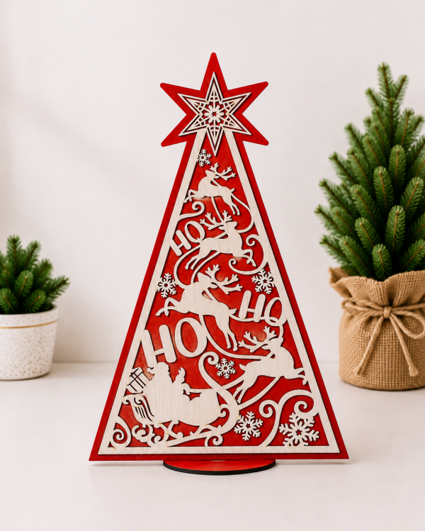 Producto - Pino "cipres" navideño con base color rojo - 0