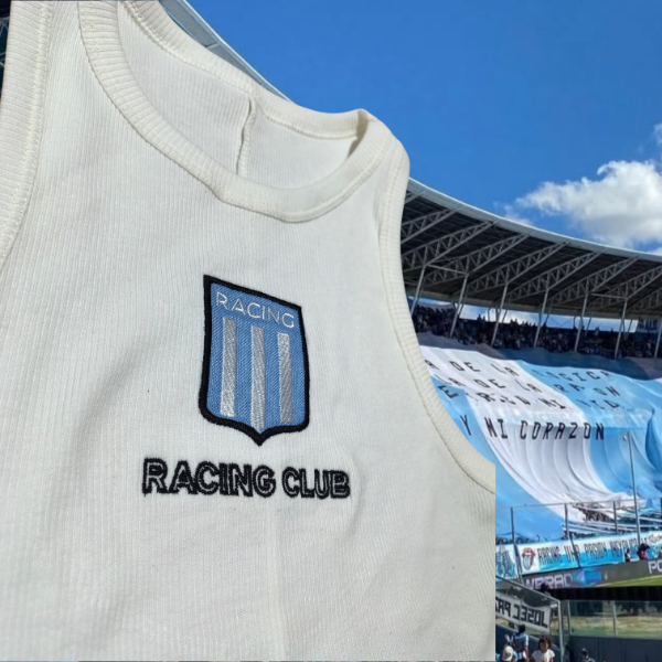 Musculosa de algodón negra blanca de Racing Club