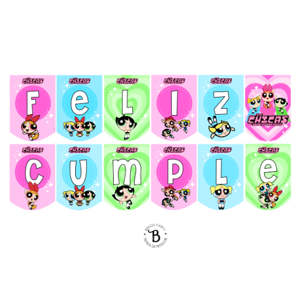Producto - Banderin "Feliz Cumple" Chicas Superpoderosas